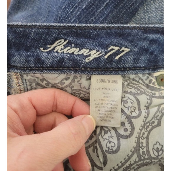 American Eagle Skinny 77 Distressed Jeans Womens Size 6 Long Stretch Denim - Picture 8 of 9
